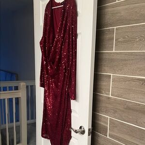 Boohoo Burgundy Sequin Dress
